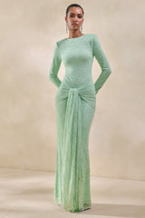 Nessia | Mint Lace Round-Neck Bodysuit With Long-Sleeves