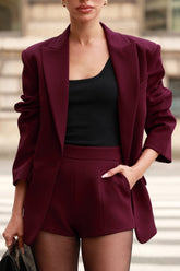Lina | Burgundy Tailored Shorts