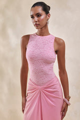 Serale | Pink Lace Round-Neck Bodysuit