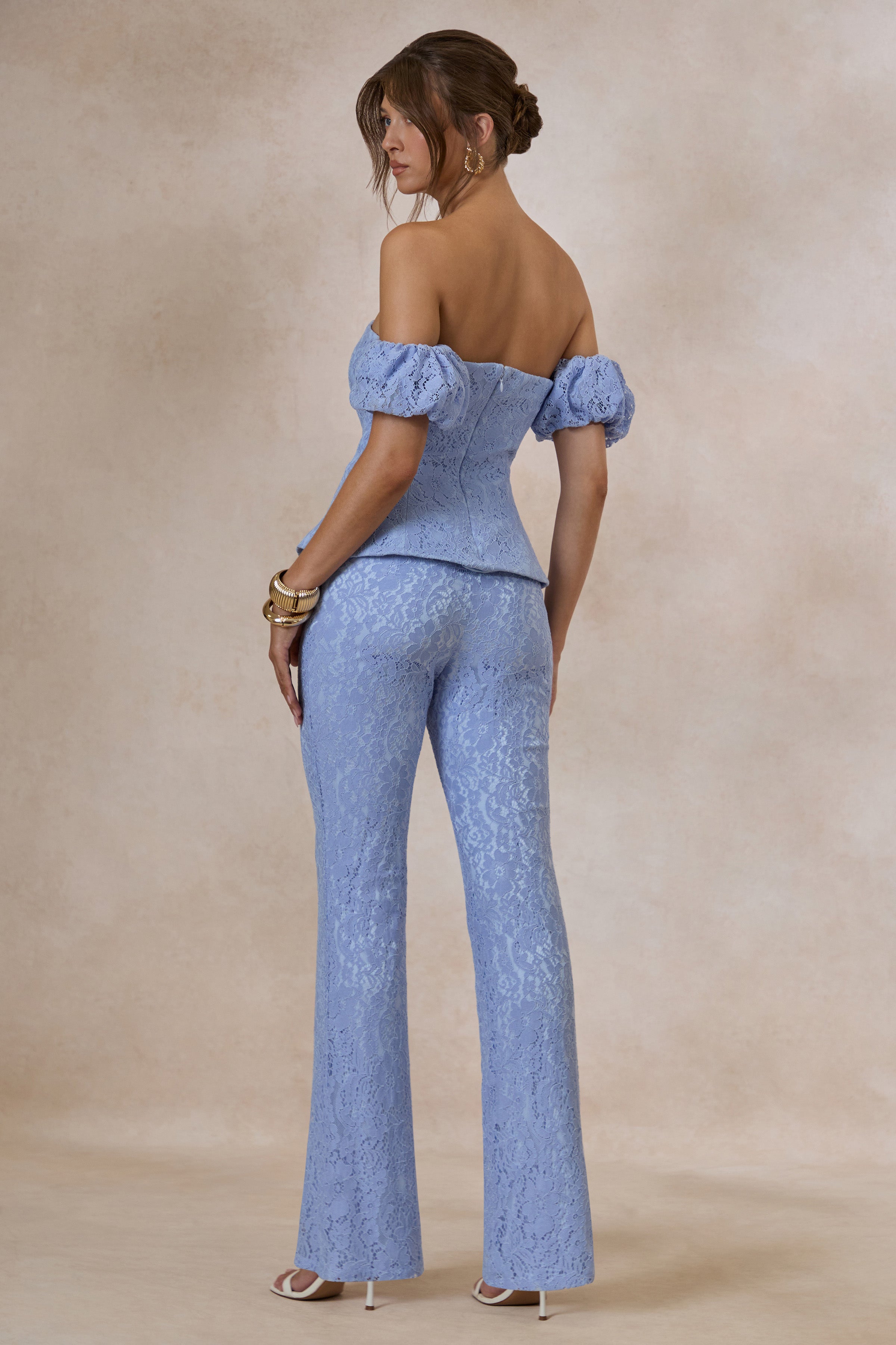 Tessara | Powder Blue Lace Tailored-Trouser