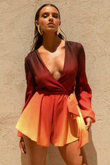 Boss | Ombre Romper with Plunge Neckline and Bow Detail