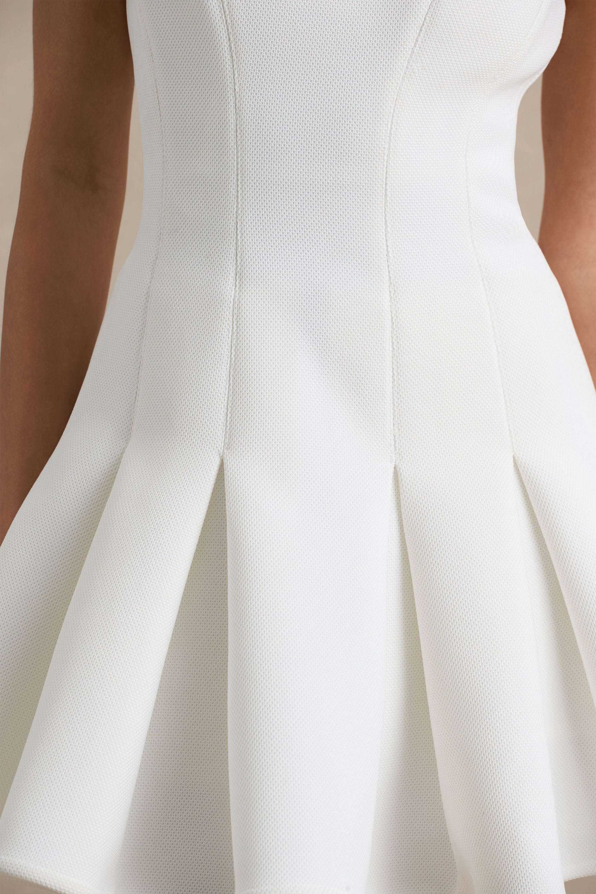 Leilani | White Round-Neck Mini Skater Dress