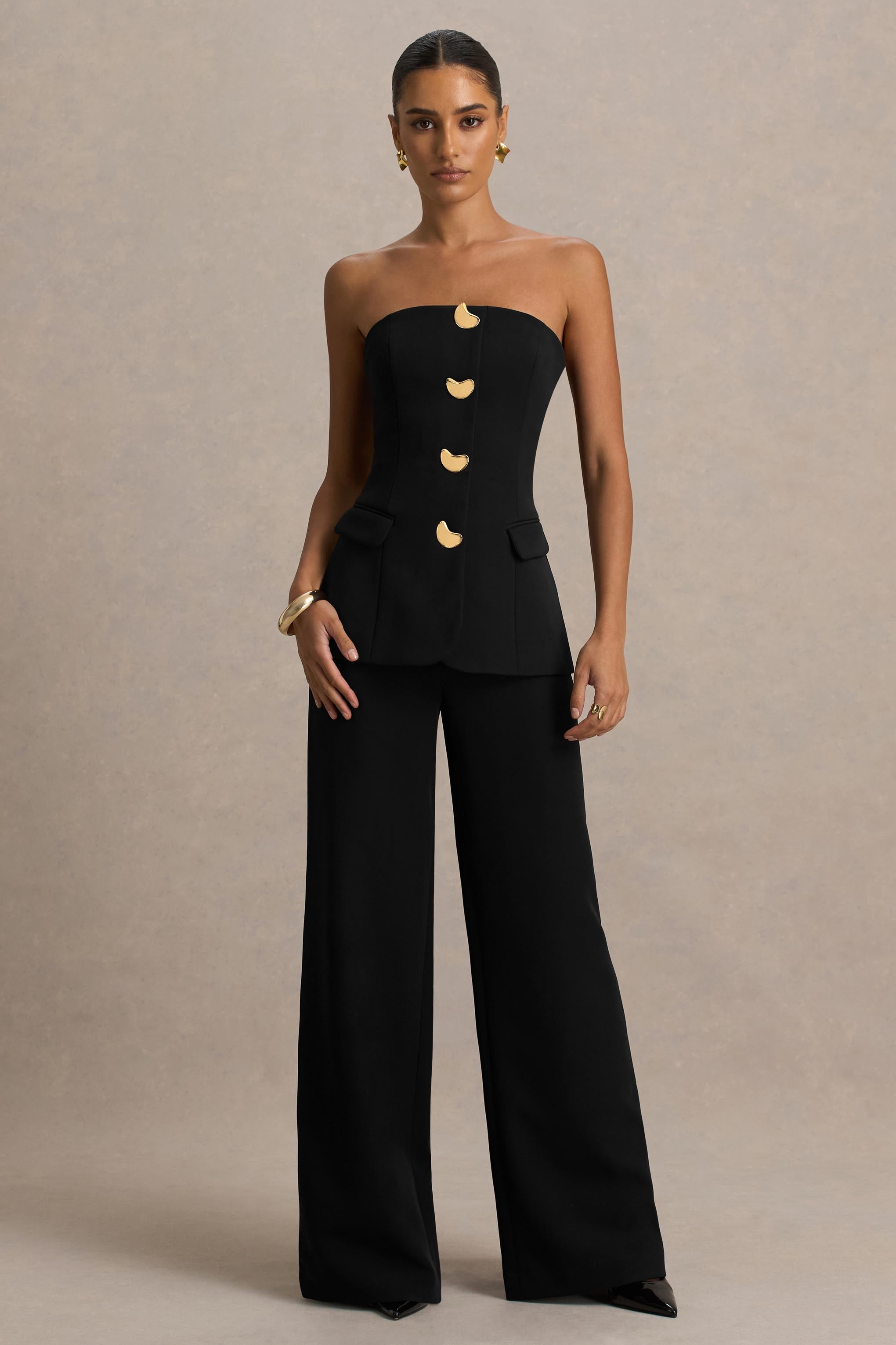 Zoey | Black Bandeau Jumpsuit